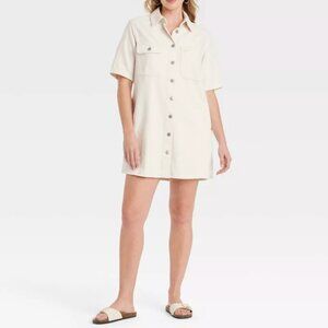 Target Universal Thread Women's Short Sleeve Mini Shirtdress Off-White Size XXL
